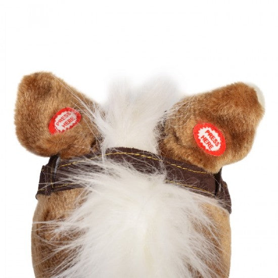 Moni Toys Cavallo a Dondolo a Peluche con ruote, melodie e verso