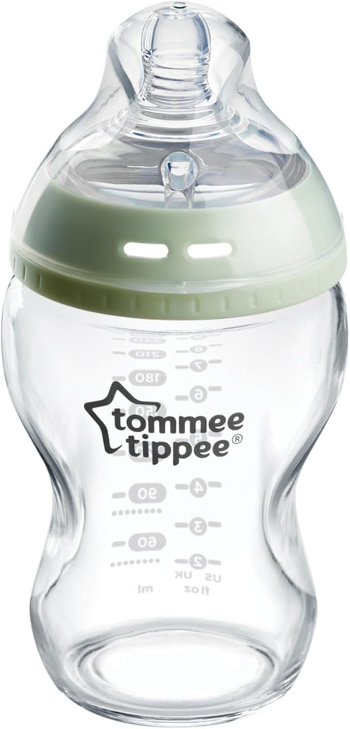 Tommee Tippee Biberon in Vetro 260 ml 0m+ Flusso Lento con tettarella in Silicone