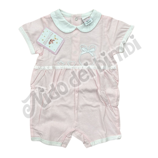 Preziosini Baby Pagliaccetto Rosa/Bianco 1/3 mesi 100% Cotone