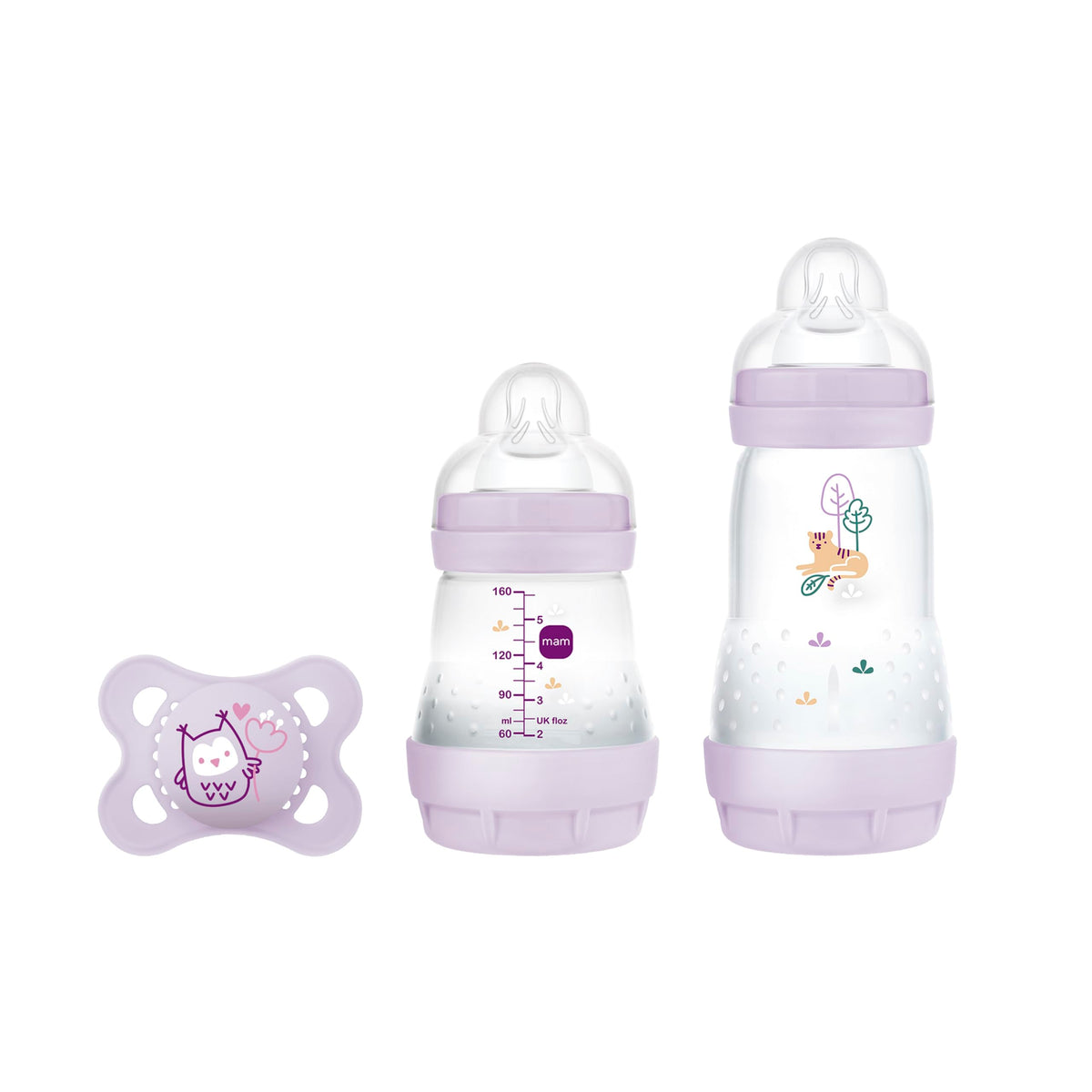 Mam Starter Set per neonati - 1 Biberon Easy Start 130 ml + 1 Biberon Easy Start 260 ml + 1 Succhietto Original Start 0m+