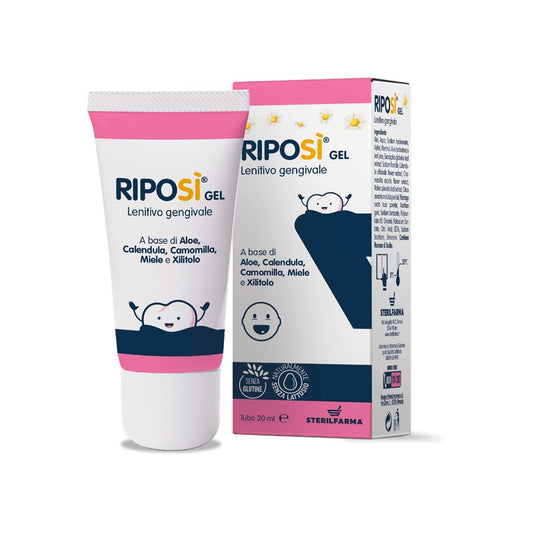 Riposì Gel lenitivo gengivale - a base di Aloe, Calendula, Camomilla, Miele e Xilitolo - tubo da 20 ml
