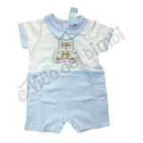 Sommaruga Pagliaccetto Bianco/Celeste 1/3 mesi 100% Cotone