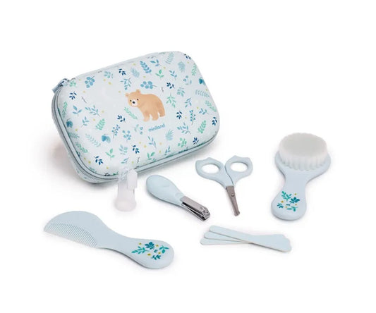 Miniland Baby Kit Bear - 6 Prodotti per l'igiene - ideale per la casa e per il viaggio - Astuccio impermeabile