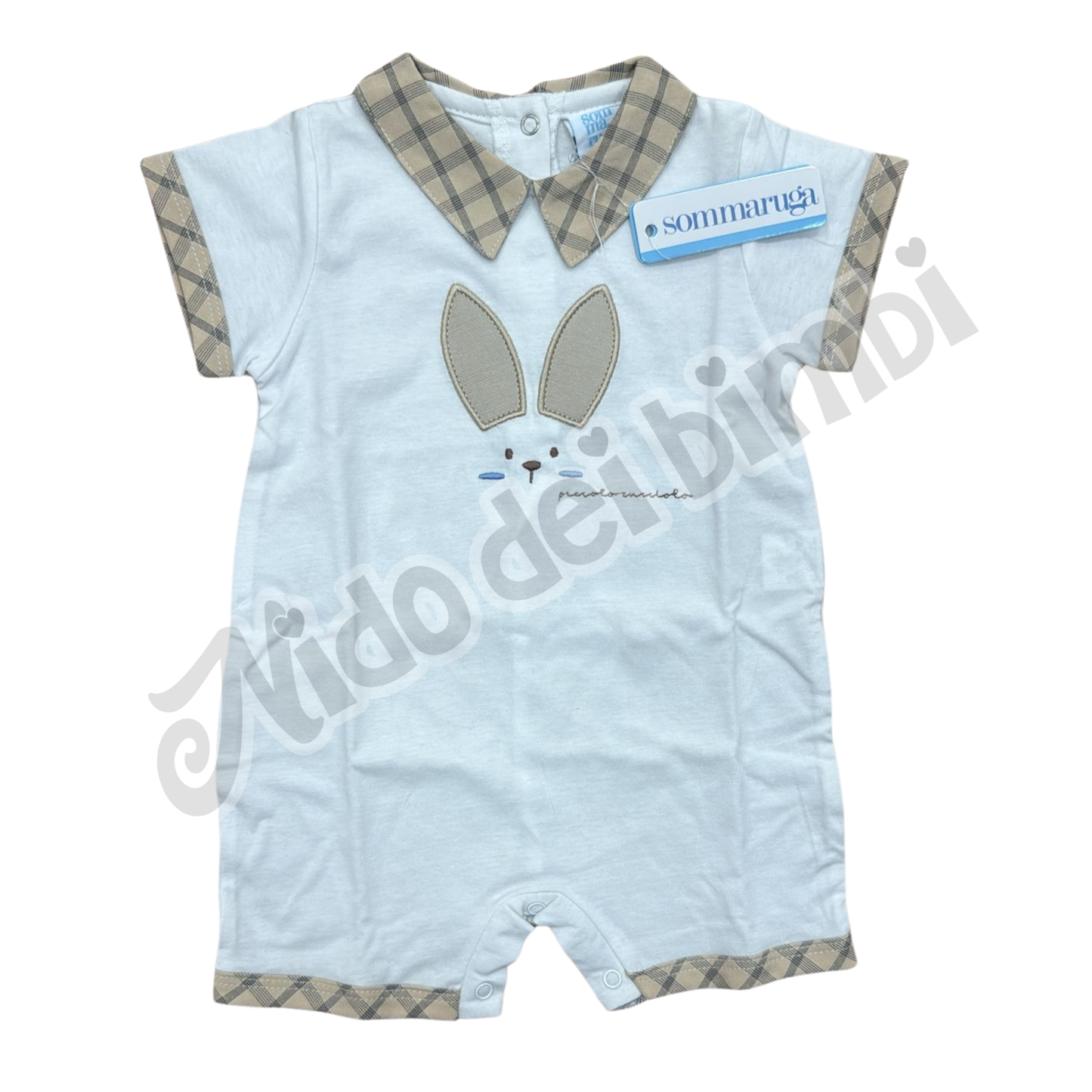Sommaruga Pagliaccetto Bianco/Beige 1/3 mesi 100% Cotone