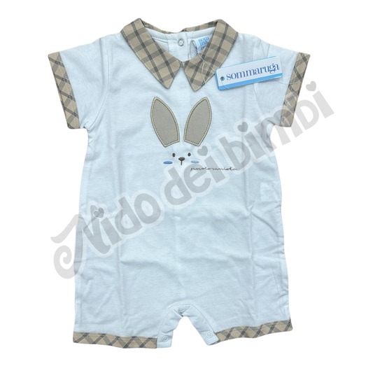 Sommaruga Pagliaccetto Bianco/Beige 1/3 mesi 100% Cotone