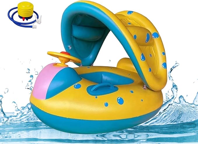 Summer Ring - Salvagente Barca con volante, cappottina parasole e mutandina Trumpet Boat