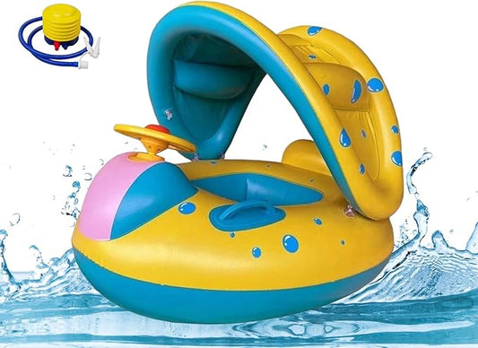 Summer Ring - Salvagente Barca con volante, cappottina parasole e mutandina Trumpet Boat