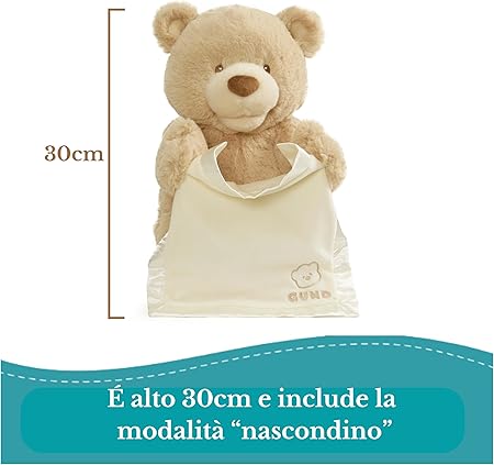 GUND, Momo l'Orsetto, Peluche Interattivo per Bambini e Neonati, Gioca a Nascondino, Orso Peluche da Abbracciare, 10+ Mesi