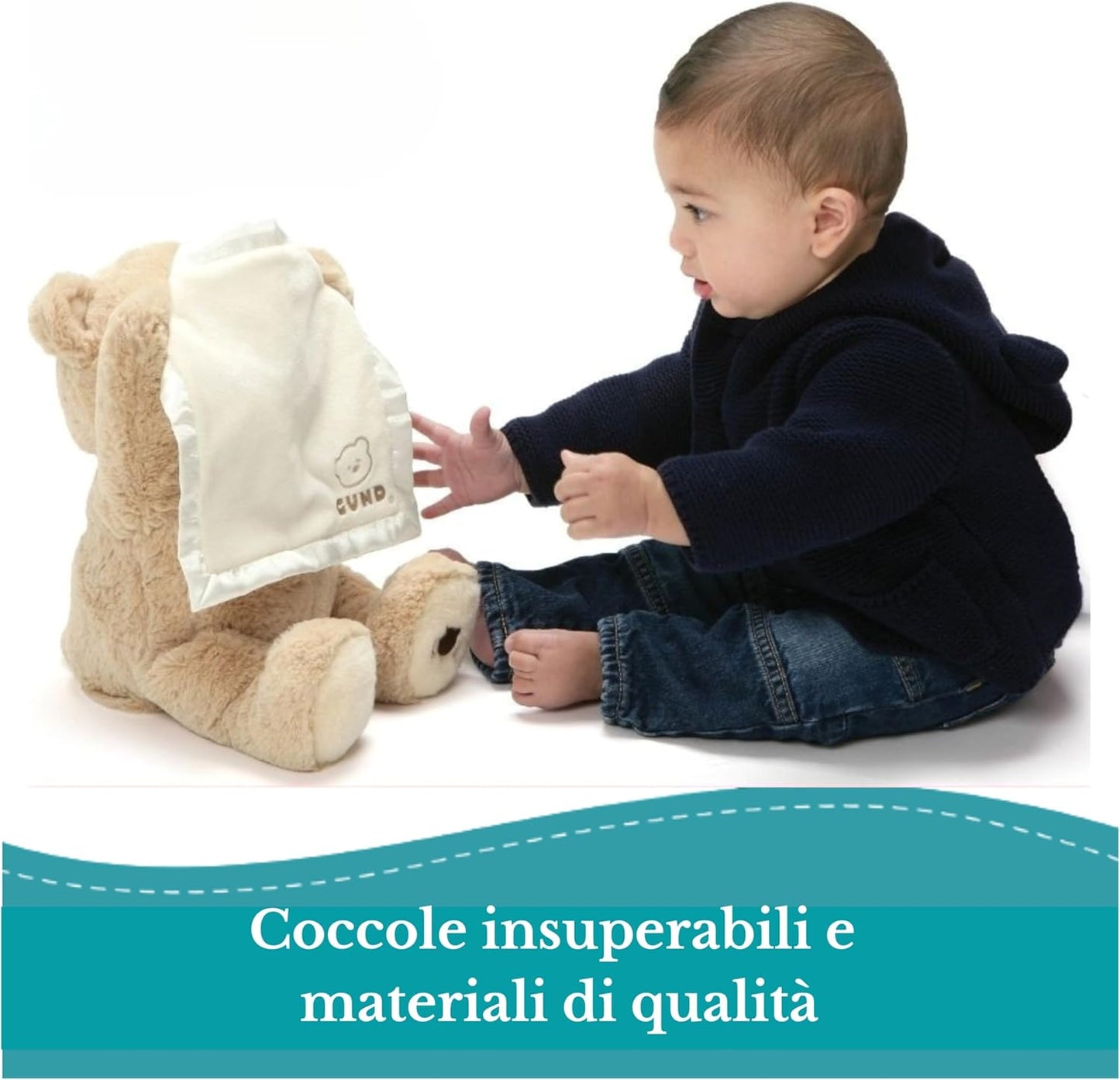 GUND, Momo l'Orsetto, Peluche Interattivo per Bambini e Neonati, Gioca a Nascondino, Orso Peluche da Abbracciare, 10+ Mesi
