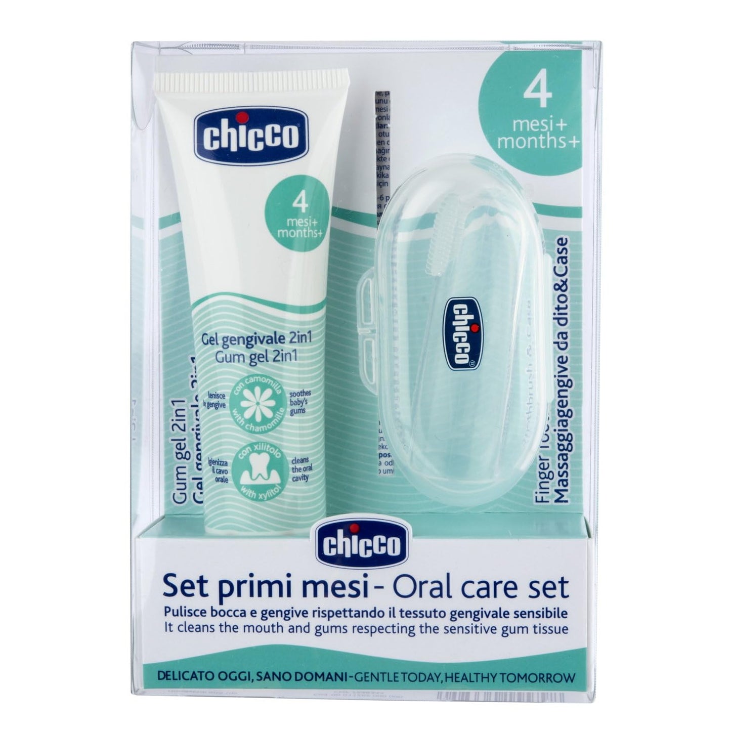 Chicco Set Primi mesi - Oral care set - Pulisce bocca e gengive rispettando il tessuto gengivale sensibile 4m+