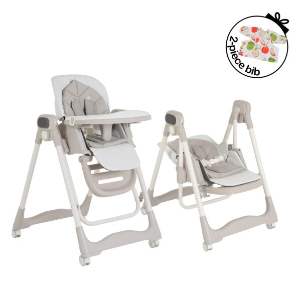 Moni Seggiolone Altalena 2in1 Fuji Beige + Bavaglino manica lunga in OMAGGIO