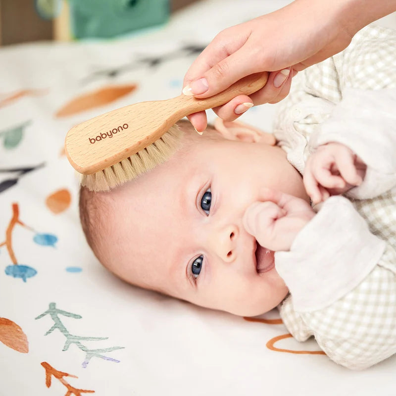 Babyono Spazzola in legno con setole naturali morbidissime