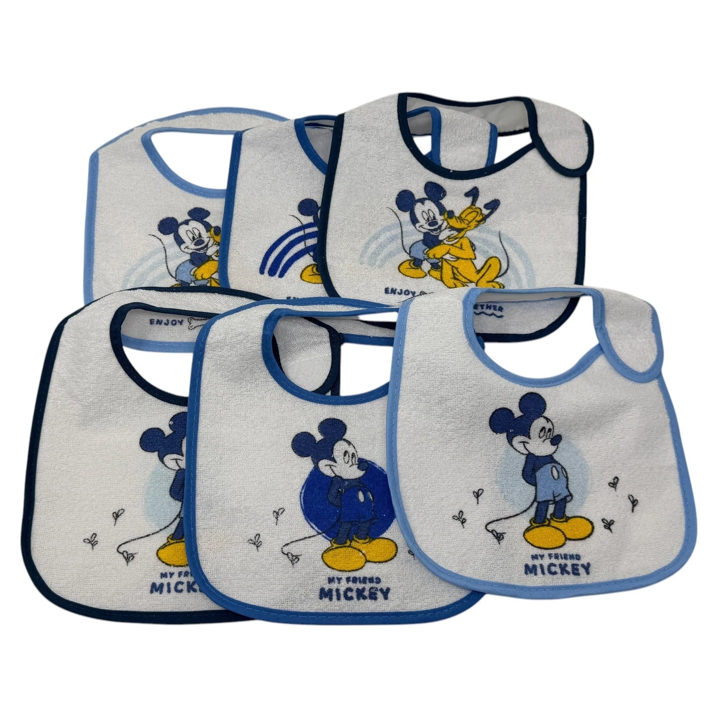 Disney Baby Set 6 Bavette con strappo  in Spugna Plastificata Mickey/Minnie