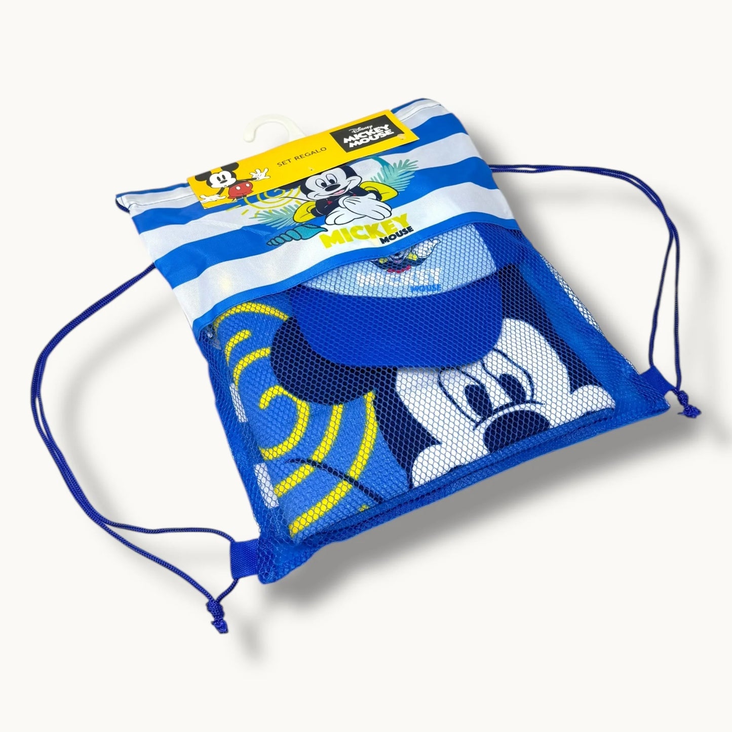 Disney - Set Regalo Mare - Cappellino con visiera, Telo mare in microfibra e Zainetto con cordoncino