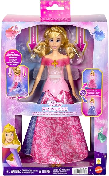 Mattel Disney Princess Bambola Aurora Magico LooK con Abito con Luci