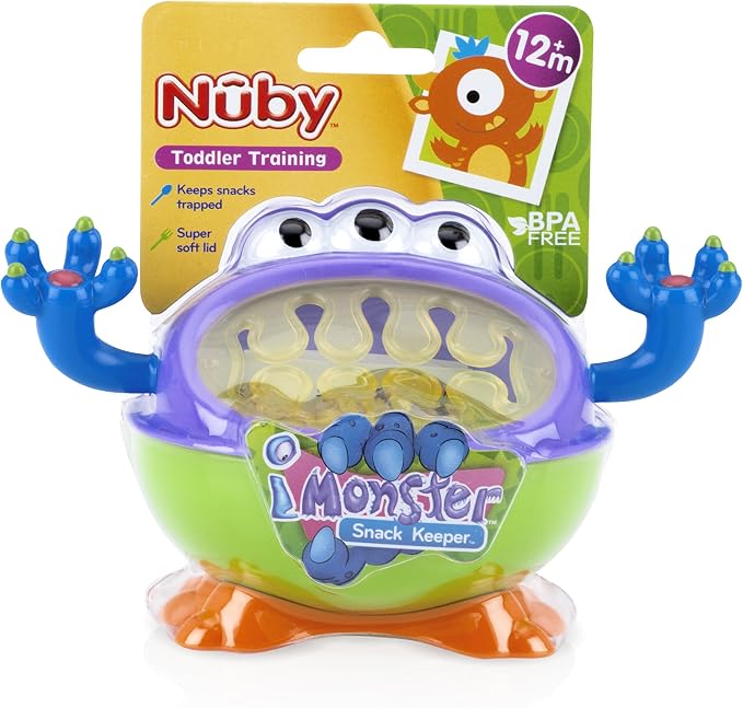 Nuby iMonster Porta Snack Antirovesciamento Bambini, 12+ Mesi