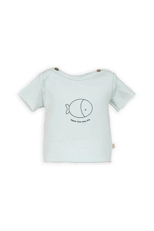 Bamboom T-shirt a maniche corte con stampa BLU BLUSH 100% Bambù organico