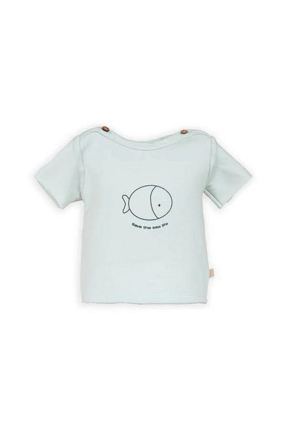 Bamboom T-shirt a maniche corte con stampa BLU BLUSH 100% Bambù organico