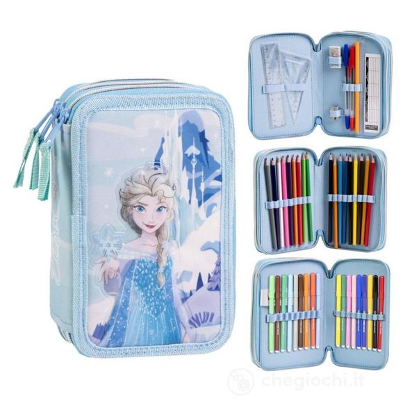 Astuccio 3 zip completo colori scuola bambino Giotto triplo + 18 Pennarelli TU - Vari Personaggi