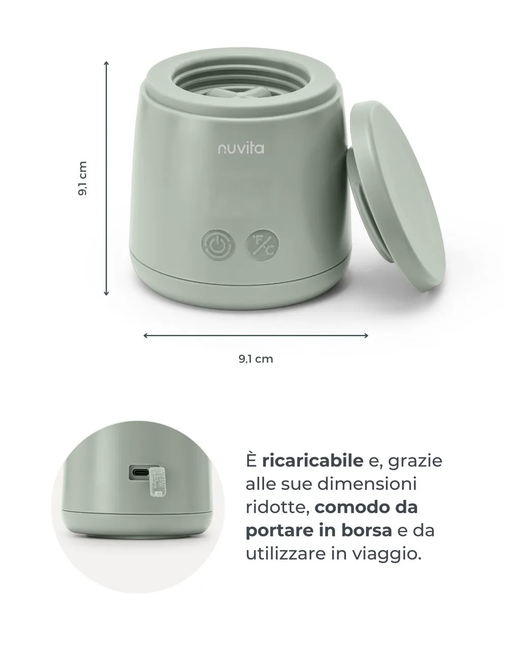 Nuvita Baby - Scaldabiberon portatile mix70 universale con funzione di mescolamento 1164