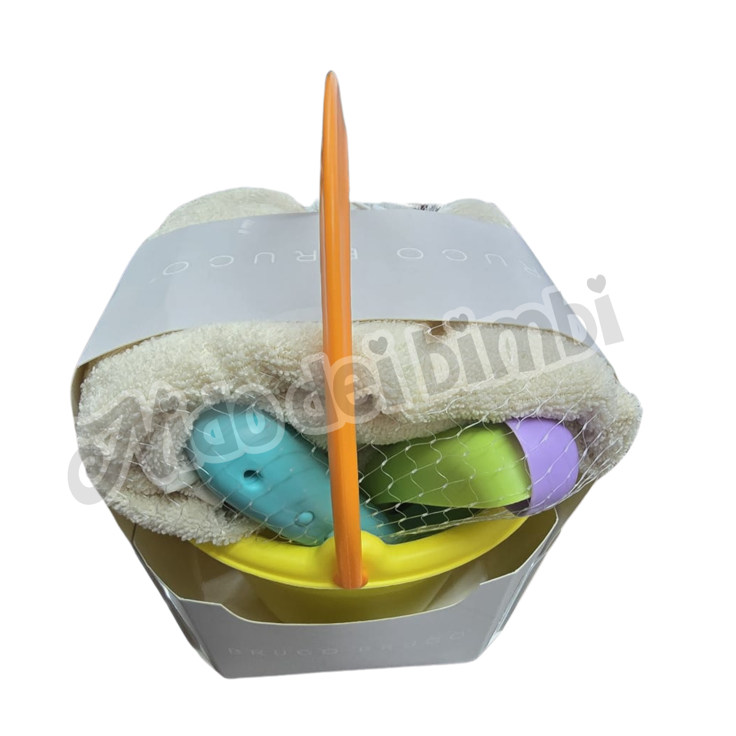 Bruco Bruco - Set Mare - 1 Poncho in Idrospugna - 1 Secchiello con 7 giochi per la sabbia