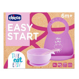 Chicco Easy Start Set Pappa in Silicone - Bavaglino + Cucchiaio + Ciotola 6m+