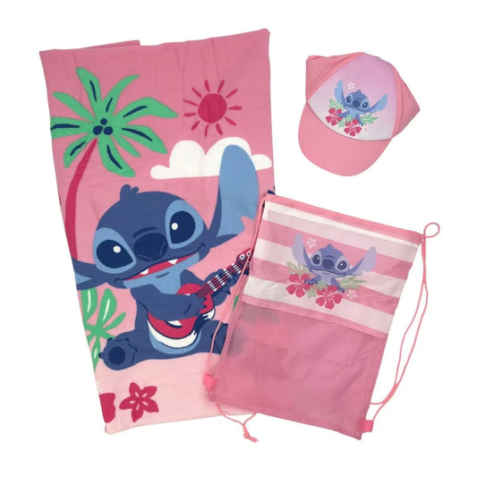 Disney - Set Regalo Mare - Cappellino con visiera, Telo mare in microfibra e Zainetto con cordoncino