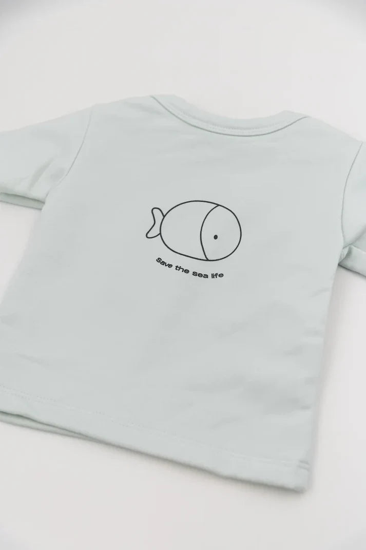Bamboom T-shirt a maniche corte con stampa BLU BLUSH 100% Bambù organico