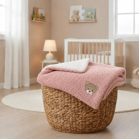 Coccolissimi Coperta fluffy foderata sherpa Teddy Carrozzina 70x90 cm 100% Cotone