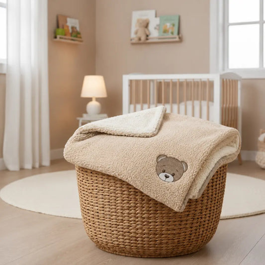Coccolissimi Coperta fluffy foderata sherpa Teddy Carrozzina 70x90 cm 100% Cotone