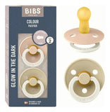 Bibs - Succhietti Colour Natural Rubber 2pz - si illumina al buio - Misura 2 6m+