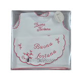 Bel Piccino Set Camicino della fortuna + Bavetta 100% Seta