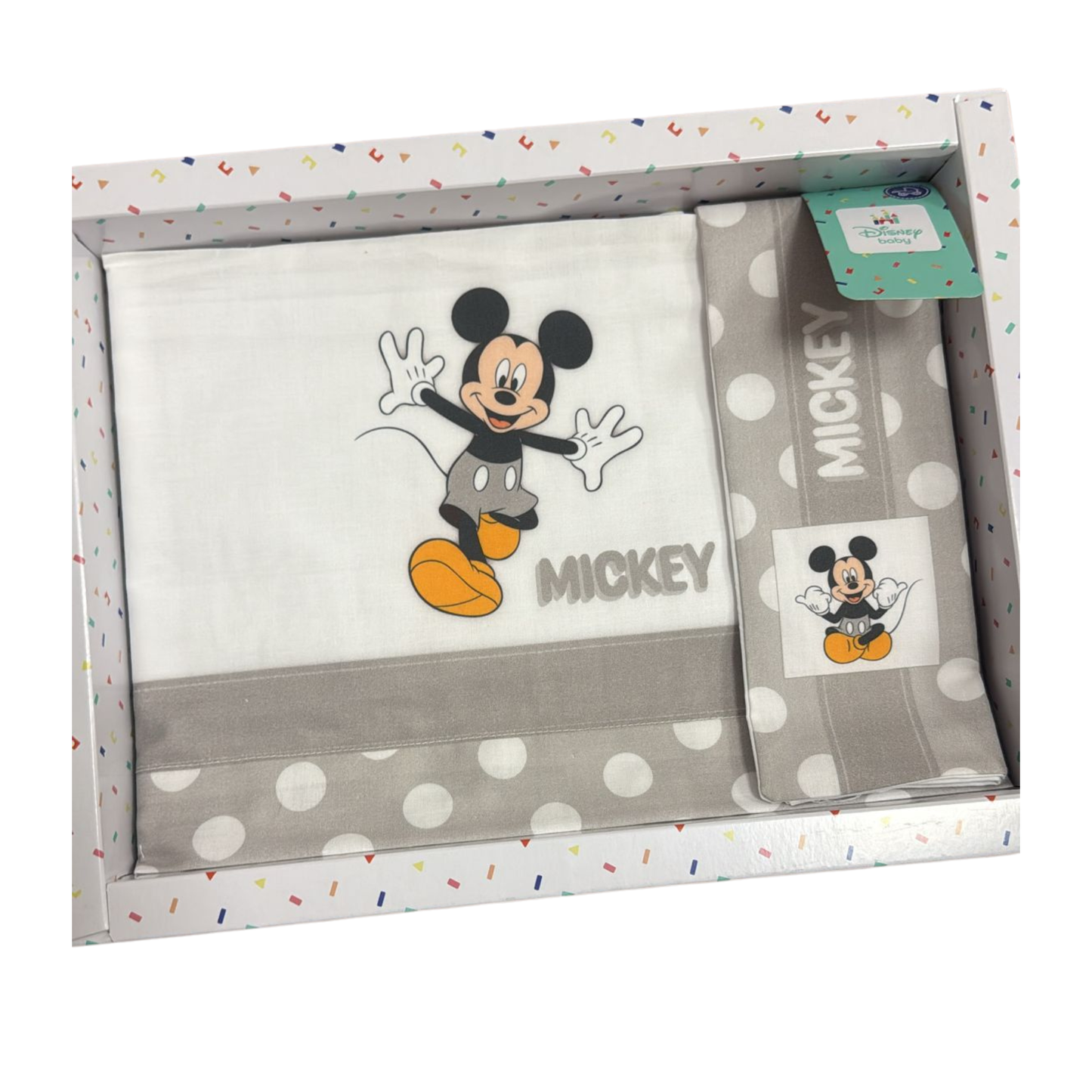 Set Lenzuola per Culla/Carrozzina Mickey100% Cotone