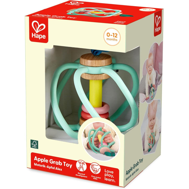 Hape - Afferra la Mela - Giocattolo Sensoriale con Barre in Silicone e Anelli Sonori - E8500