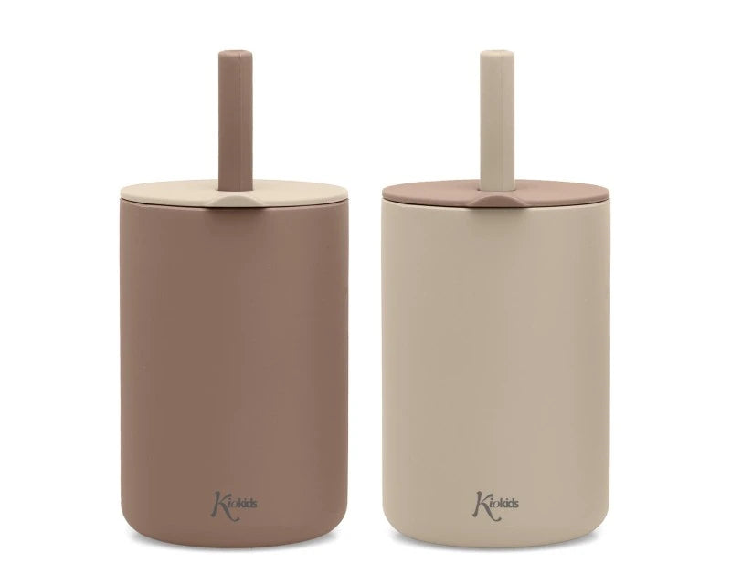 Kiokids 2 bicchieri in silicone con cannuccia