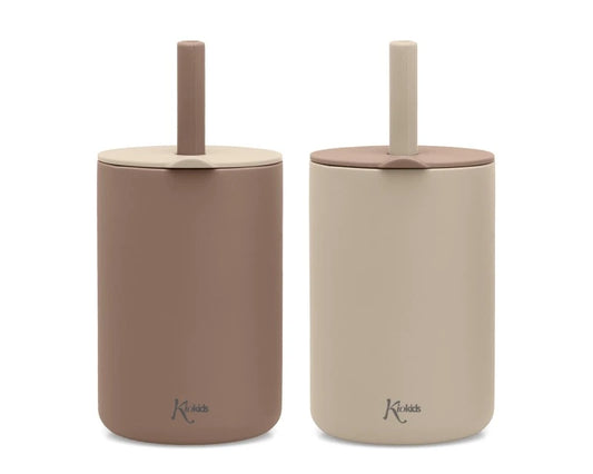 Kiokids 2 bicchieri in silicone con cannuccia