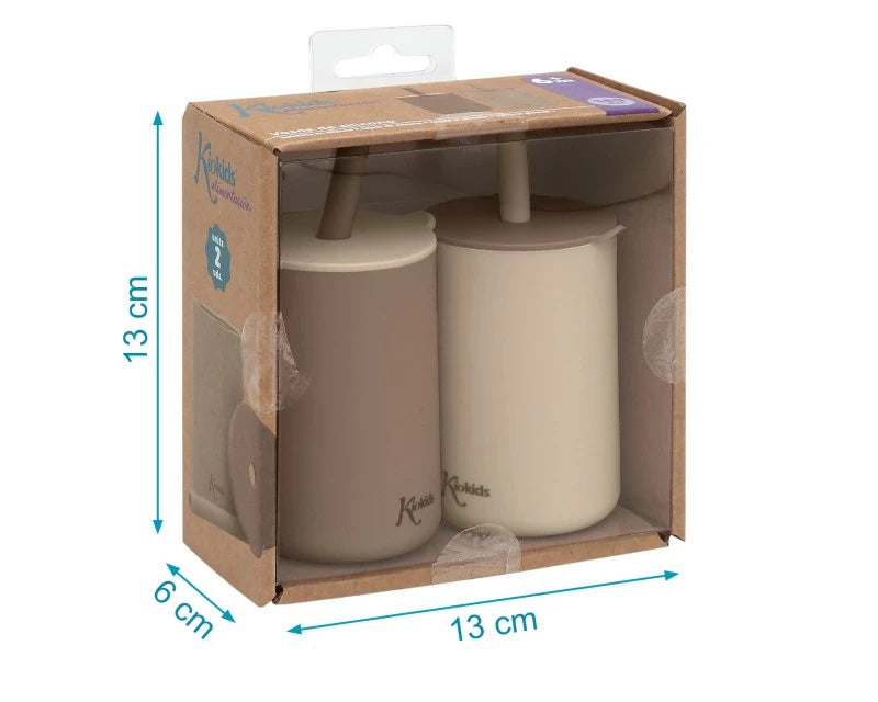 Kiokids 2 bicchieri in silicone con cannuccia