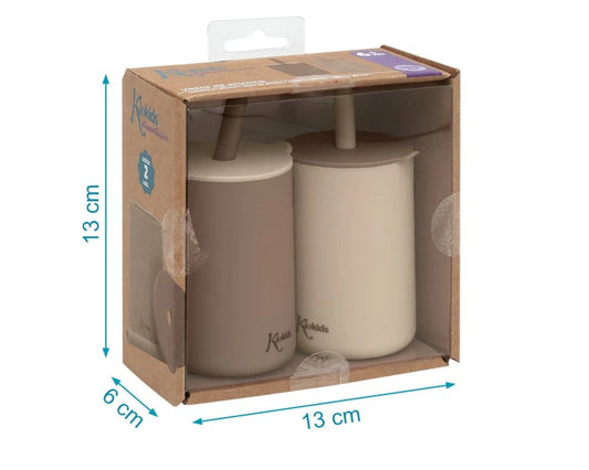 Kiokids 2 bicchieri in silicone con cannuccia