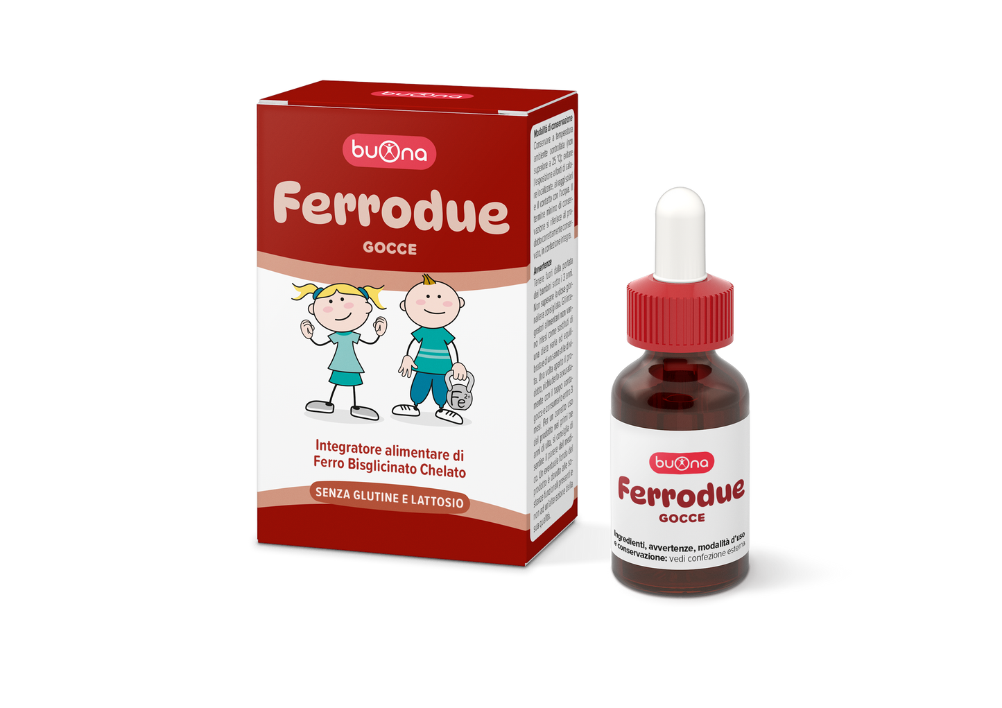 Buona Ferrodue Gocce - Integratore Alimentare di Ferro, Bisglicinato e Chelato - senza glutine e lattosio - 15 ml