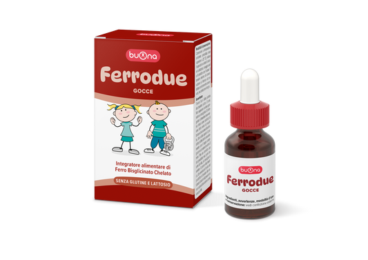 Buona Ferrodue Gocce - Integratore Alimentare di Ferro, Bisglicinato e Chelato - senza glutine e lattosio - 15 ml