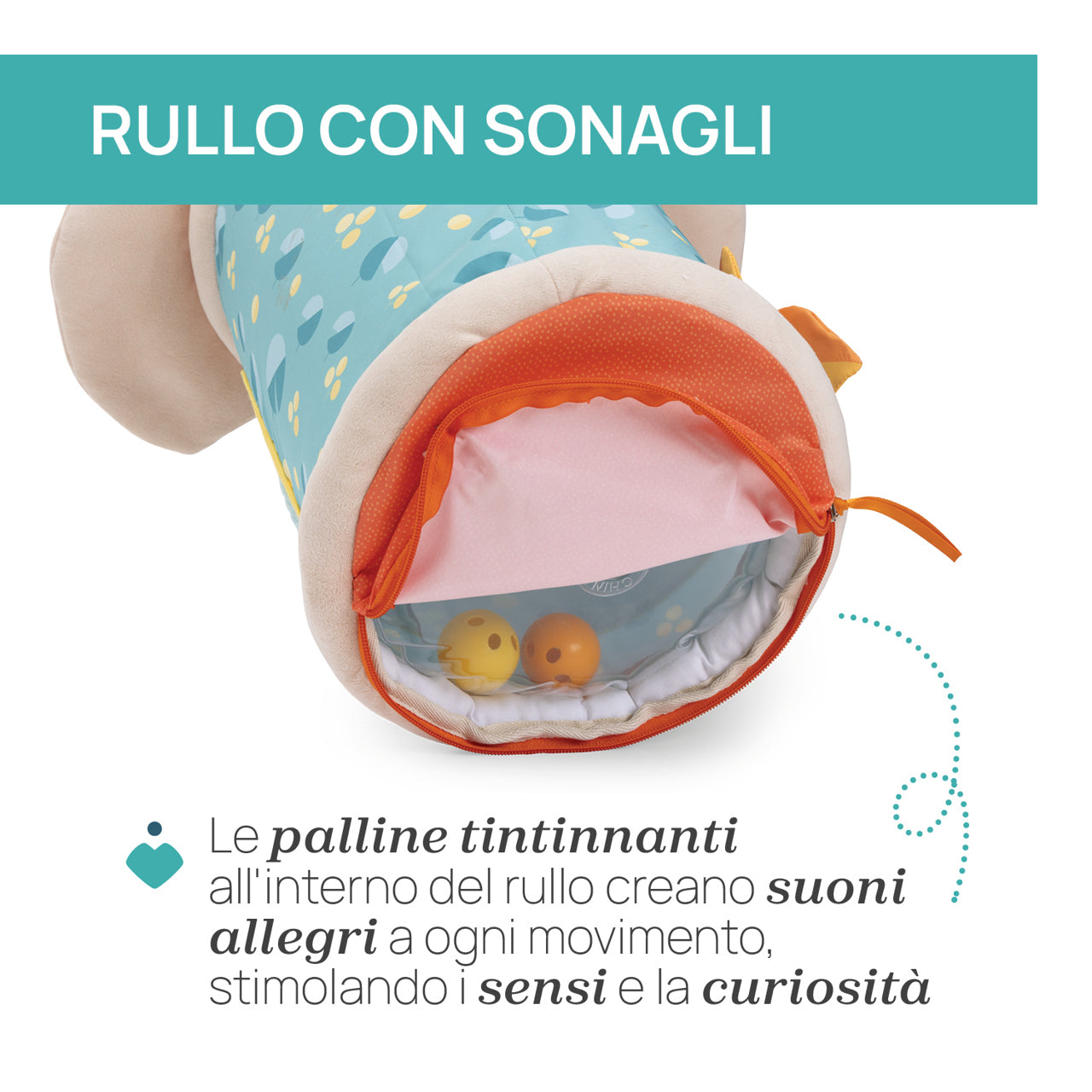 Chicco Gioco Rullo Elefante Sensoriale 3 in 1 Gioca, rotola, esplora ! 6m-4 anni