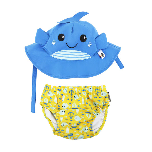 Zoocchini - Costume contenitivo + Cappello UPF 50+ 6-12 mesi