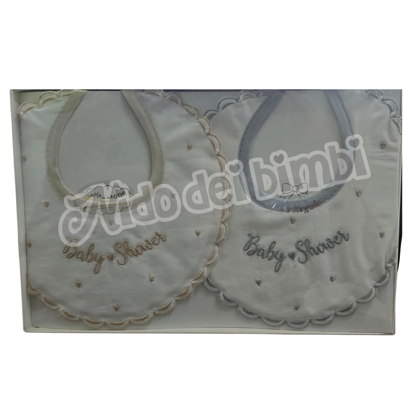 Nancy Baby Set Regalo 2 Bavette in Batista 100% Cotone