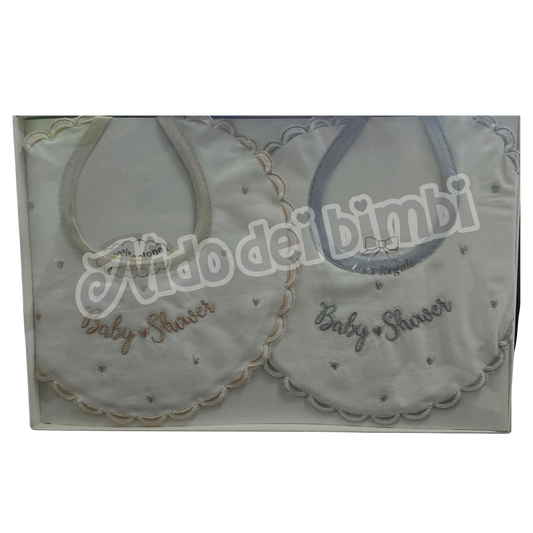 Nancy Baby Set Regalo 2 Bavette in Batista 100% Cotone