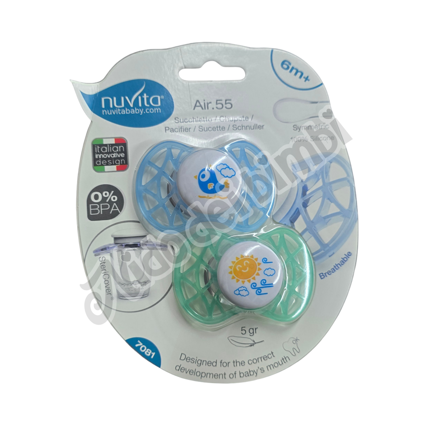 Nuvita Succhietti 2pz Air.55 Tettarella Simmetrica in Silicone 6m+