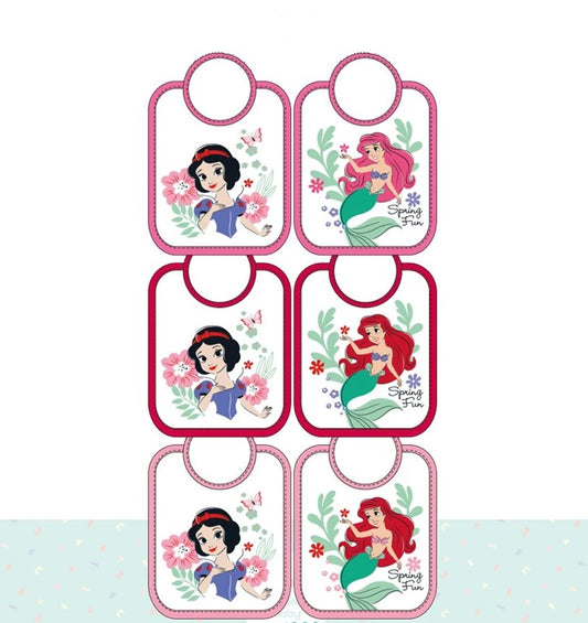 Ellepi Set 6 Bavette Principesse Disney Plastificate in Cotone - WD 9669