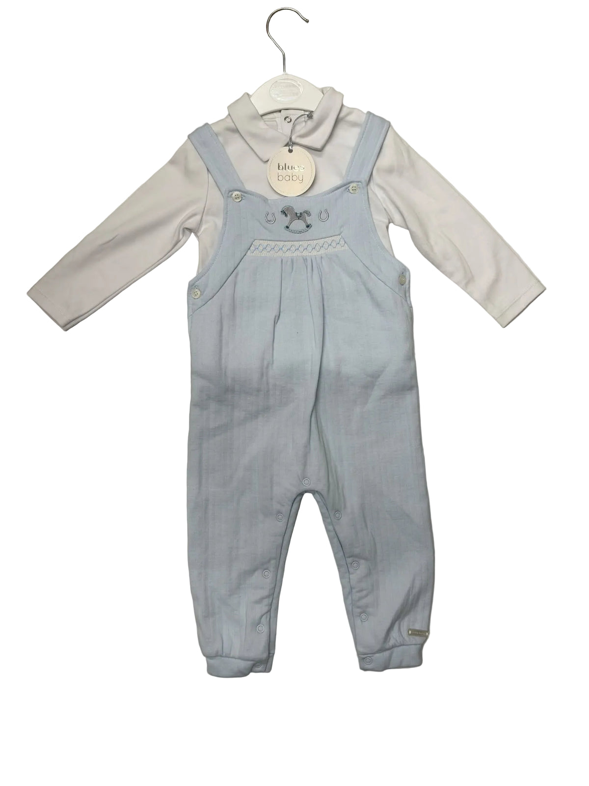 Blues Baby Completo Salopette Celeste con maglia Polo bianca 12 mesi
