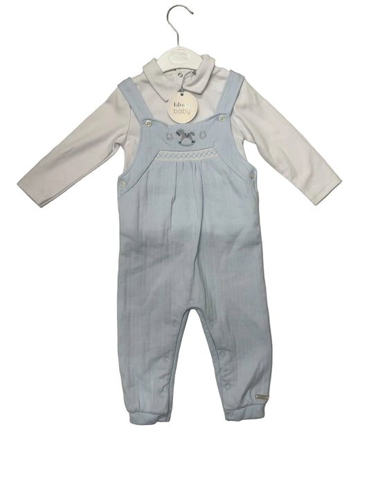Blues Baby Completo Salopette Celeste con maglia Polo bianca 12 mesi