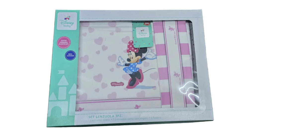 Ellepi Disney Set Lenzuola 3 pz per Lettino Minnie Rosa - EL0370
