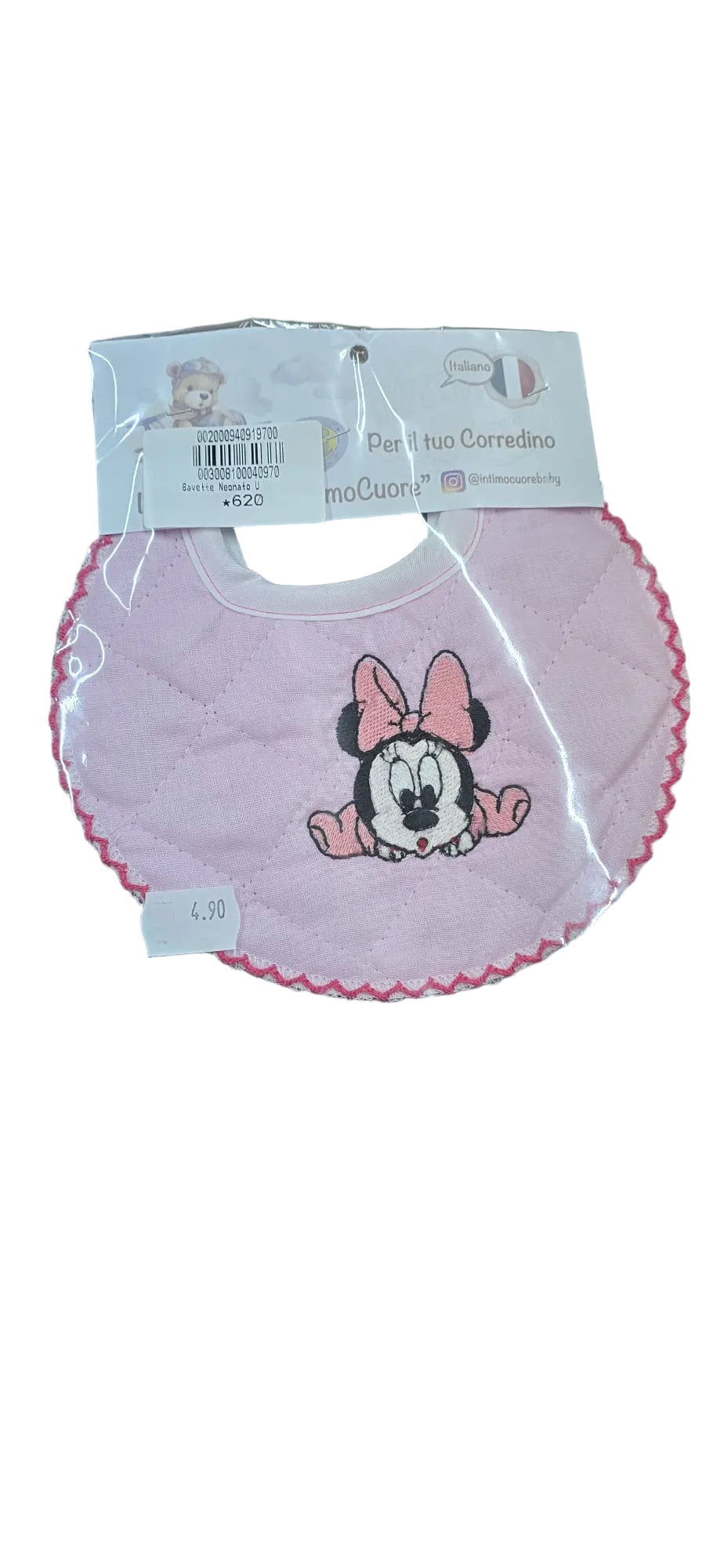 Disney Bavetta Neonato Minnie/Mickey Art. 620